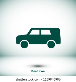 car icon, stock vector illustration flat design style