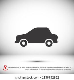 car icon, stock vector illustration flat design style