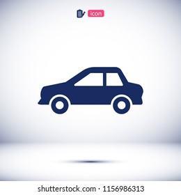 car icon, stock vector illustration flat design style