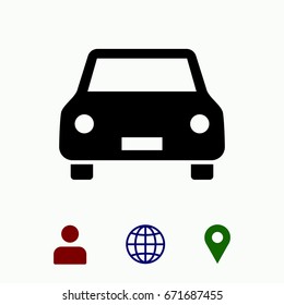 car icon, stock vector illustration flat design style