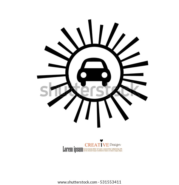 Car icon.car icon with sun ray\
background.Vector\
illustration.eps10.