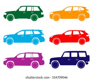 car icon. suv set.
