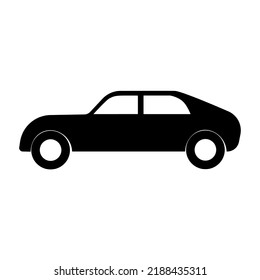 Car icon. Symbol of car. Side view. Black and white. Vector.
