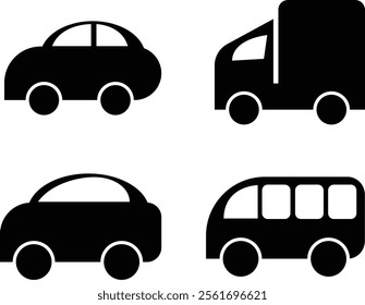 Car icon symbol vector black and white