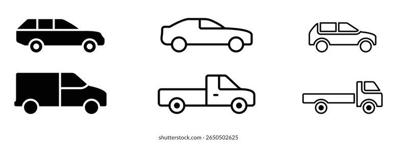Car icon, car symbol. Car view from side. Vehicle icon, vehicle or automobile icon flat vector for apps and websites