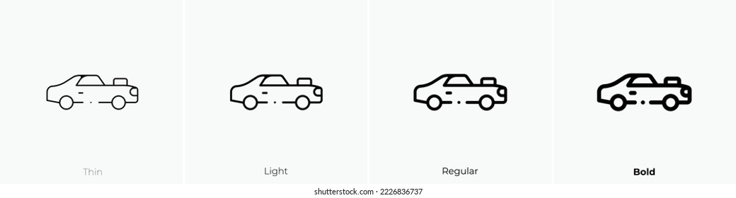 icono del coche. Diseño delgado, ligero y audaz aislado en un fondo blanco