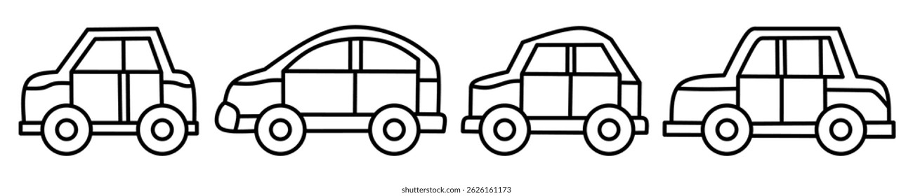 Car icon. Car thin line icon collection. Stock vector.