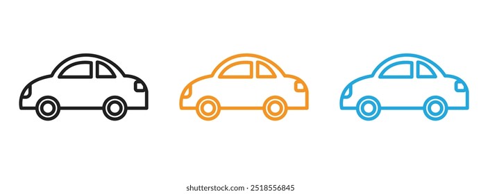 Conjunto de ilustración de línea delgada de icono de coche