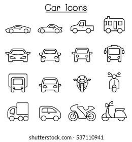 Car icon in thin line style