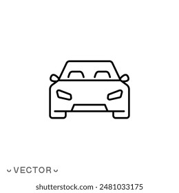 icono de coche, línea delgada símbolo aislado sobre fondo blanco, trazo editable eps 10 Ilustración vectorial