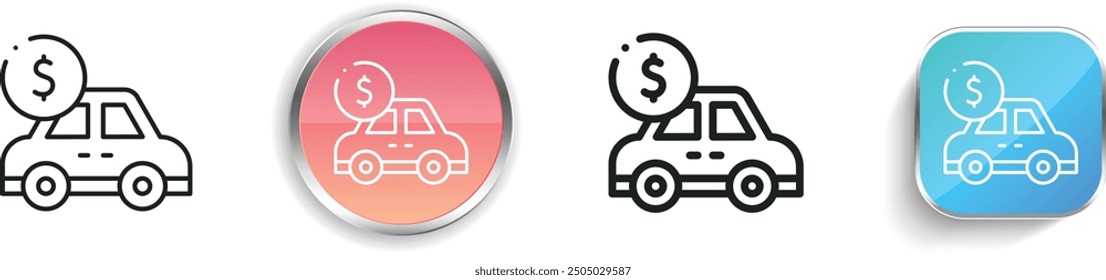 car icon. Thin Linear, Regular and Button Style Design Isolated On White Background
