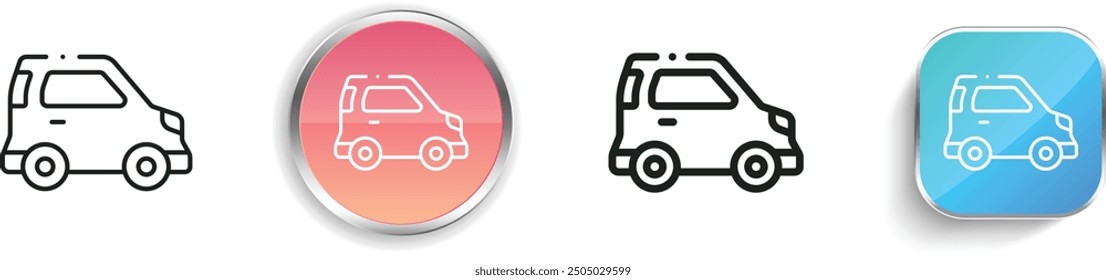 car icon. Thin Linear, Regular and Button Style Design Isolated On White Background