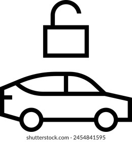 icono del coche. Diseño de estilo lineal delgado aislado sobre fondo blanco