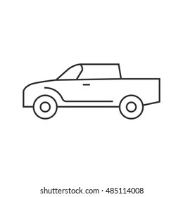 Car icon in thin outline style. Truck, double cabin, 4x4, 4 wheel driver 