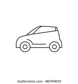 Car Icon In Thin Outline Style. Mini Small Urban City Vehicle Electric Hybrid