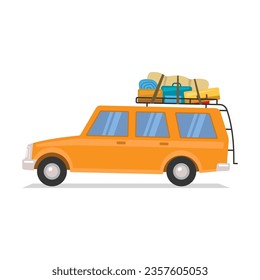 Car icon. Tourism, travel. Color silhouette. Side view. Vector simple flat graphic illustration. Isolated object on a white background. Isolate.