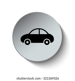 Car icon. Transportation icon. Rounded button. Vector Illustration. EPS10