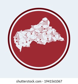 icono CAR. Logo de moda del país. Diseño redondo de malla geométrica. Tecnología, internet, red, concepto de telecomunicaciones. Ilustración vectorial.