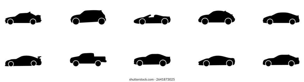 Car icon. Car type icons set. Model automobile. Various vehicle icon. Car body types. Vector illustration. EPS