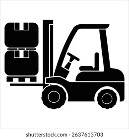 Car icon used for lifting forklifts in vector format. Perfect for industrial machinery themes, highlighting vehicle functionality and heavy duty applications.