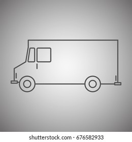 car icon, van icon, outline style, flat design, vector illustration eps 10