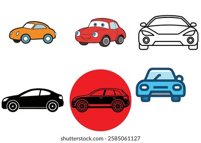 Car Icon Vector Art Illustration Bundle Image Set