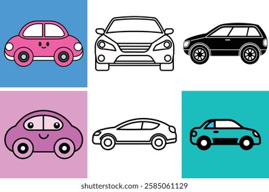 Car Icon Vector Art Illustration Bundle Image Set