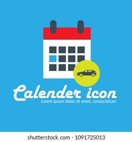 car icon vector and calendar symbol