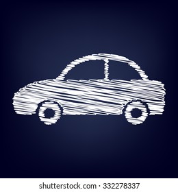 Car icon. Vector.  With chalk effect  