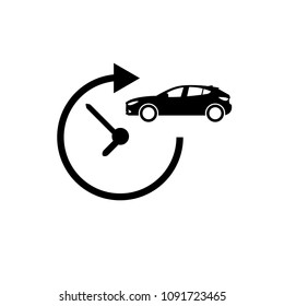 car icon vector and Clock with rounted arrow