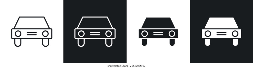 Car icon vector collection in black and white.