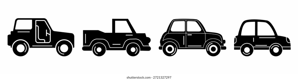 Coleção de vetor de ícone de carro. Conjunto de designs de modelo de vetor de ícone de carro. Vetor de estoque.