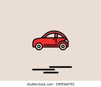 car icon with vector color, illustration, symbol, vehicle, flat, element, line, modern, drive, background, sign, isolated, outline, colorful, concept