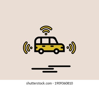 Autosymbol mit Vektorfarbe, Illustration, Symbol, Fahrzeug, Wohnung, Element, Linie, modern, Antrieb, Hintergrund, Zeichen, isoliert, Umriss, bunt, Konzept