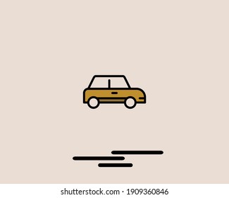 icono del coche con color vectorial, ilustración, símbolo, vehículo, plano, elemento, línea, moderno, conducción, fondo, signo, aislado, contorno, colorido, concepto
