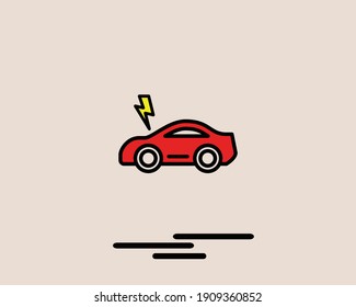 icono del coche con color vectorial, ilustración, símbolo, vehículo, plano, elemento, línea, moderno, conducción, fondo, signo, aislado, contorno, colorido, concepto