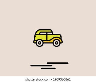 car icon with vector color, illustration, symbol, vehicle, flat, element, line, modern, drive, background, sign, isolated, outline, colorful, concept