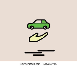 car icon with vector color, illustration, symbol, vehicle, flat, element, line, modern, drive, background, sign, isolated, outline, colorful, concept