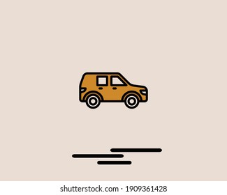 car icon with vector color, illustration, symbol, vehicle, flat, element, line, modern, drive, background, sign, isolated, outline, colorful, concept