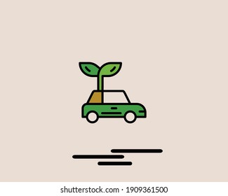 car icon with vector color, illustration, symbol, vehicle, flat, element, line, modern, drive, background, sign, isolated, outline, colorful, concept