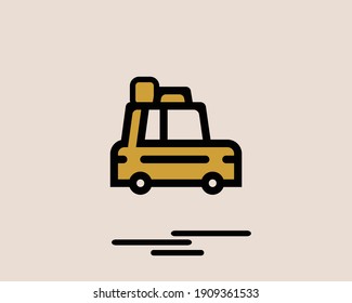 icono del coche con color vectorial, ilustración, símbolo, vehículo, plano, elemento, línea, moderno, conducción, fondo, signo, aislado, contorno, colorido, concepto