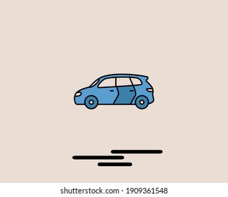 car icon with vector color, illustration, symbol, vehicle, flat, element, line, modern, drive, background, sign, isolated, outline, colorful, concept