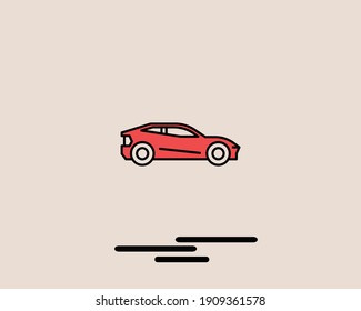 car icon with vector color, illustration, symbol, vehicle, flat, element, line, modern, drive, background, sign, isolated, outline, colorful, concept