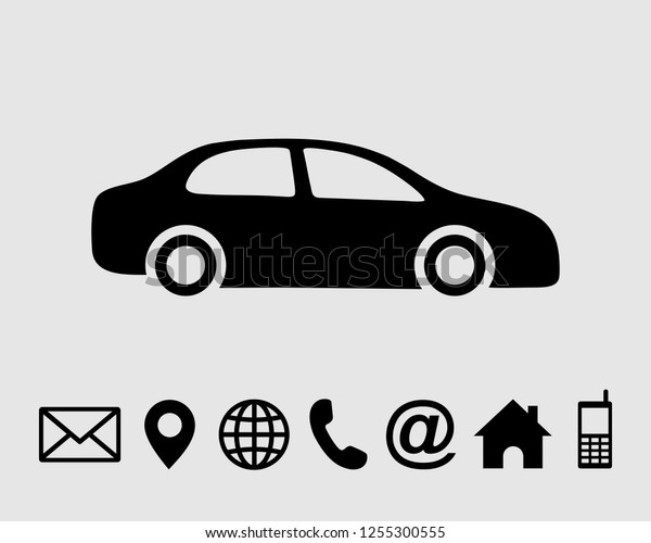 CAR ICON VECTOR with\
contact us vector