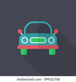 Car icon, Vector flat long shadow design. Transport concept.