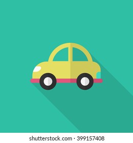 Car icon, Vector flat long shadow design. Transport concept.