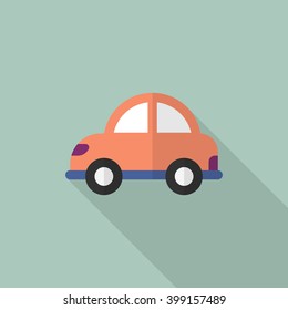 Car icon, Vector flat long shadow design. Transport concept.