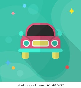 Car icon, Vector flat long shadow design. Transport concept.