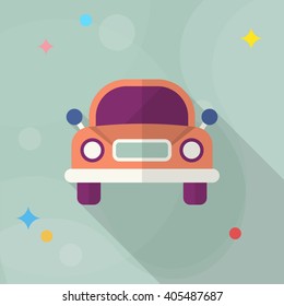 Car icon, Vector flat long shadow design. Transport concept.