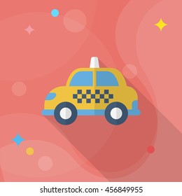 Car icon, Vector flat long shadow design. Transport concept.